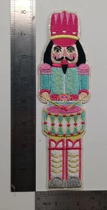Pastel Nutcracker Chenille White Glitter Iron On Patch - Image 3