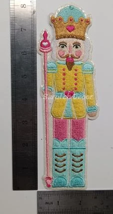 Pastel Nutcracker Chenille White Glitter Iron On Patch - Image 4