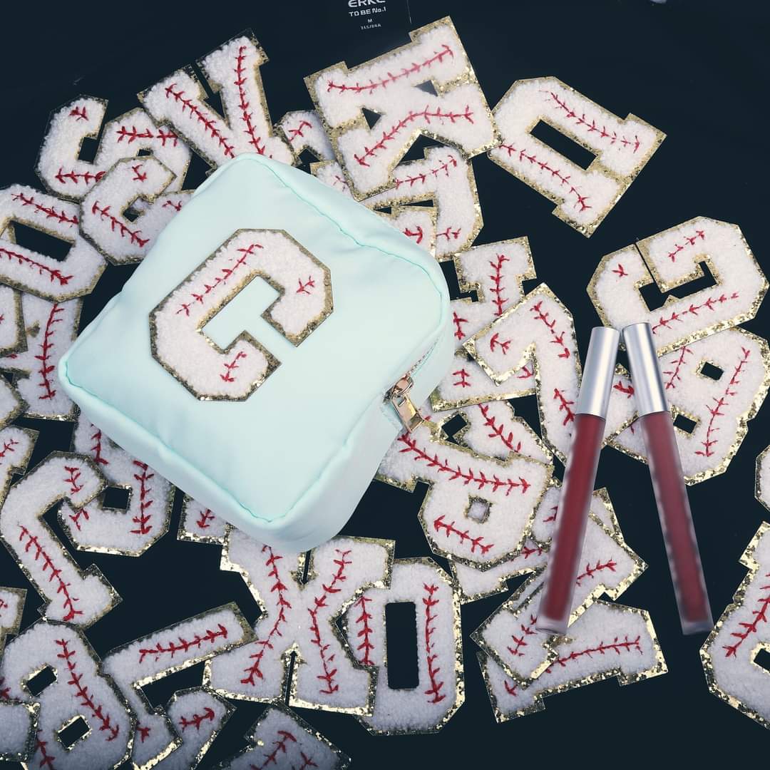 Baseball Chenille Iron On Rose Gold Glitter Letter Patches - Image 3