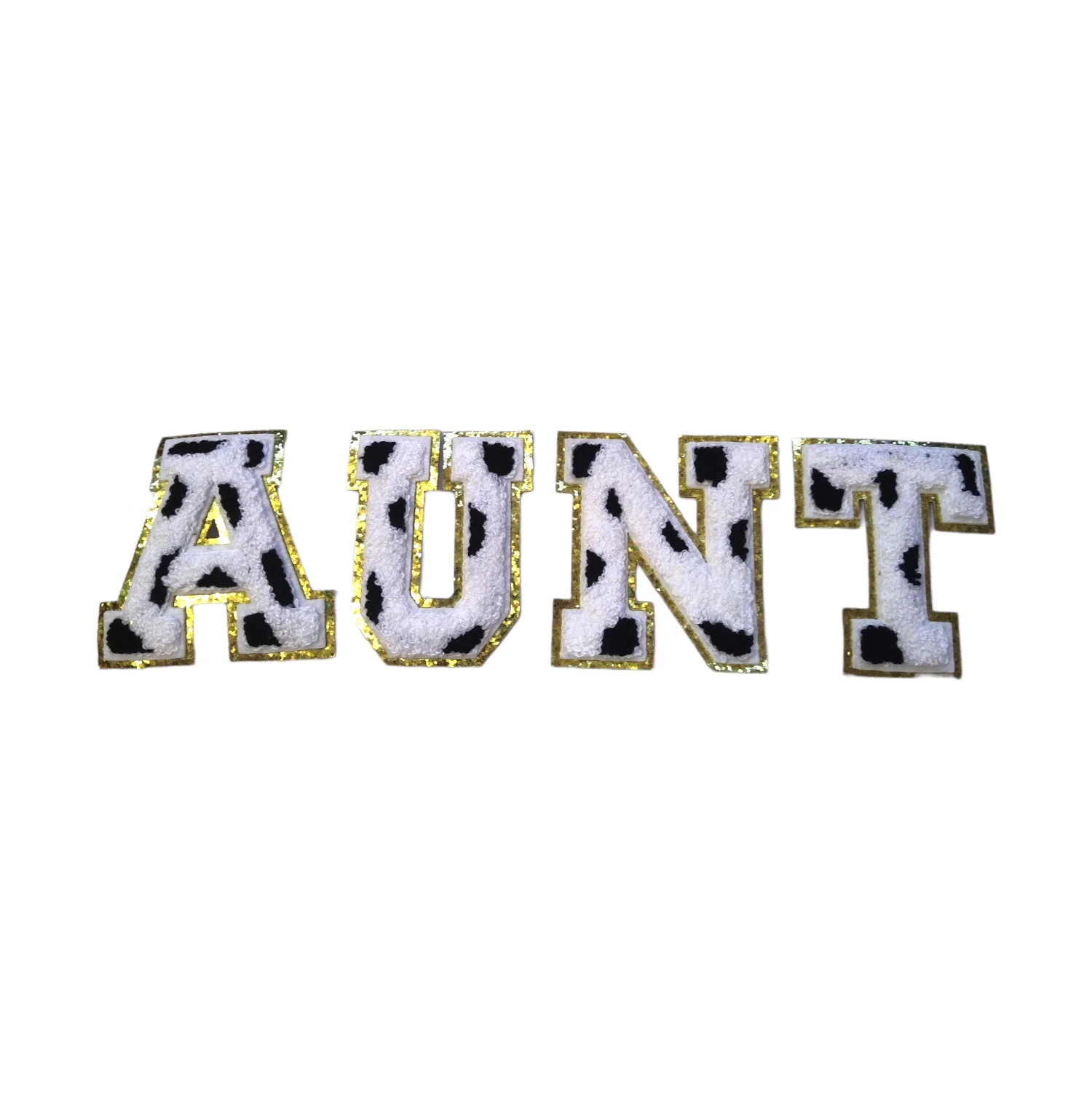 Cow Print Chenille Gold Glitter Iron On Patches - Image 4
