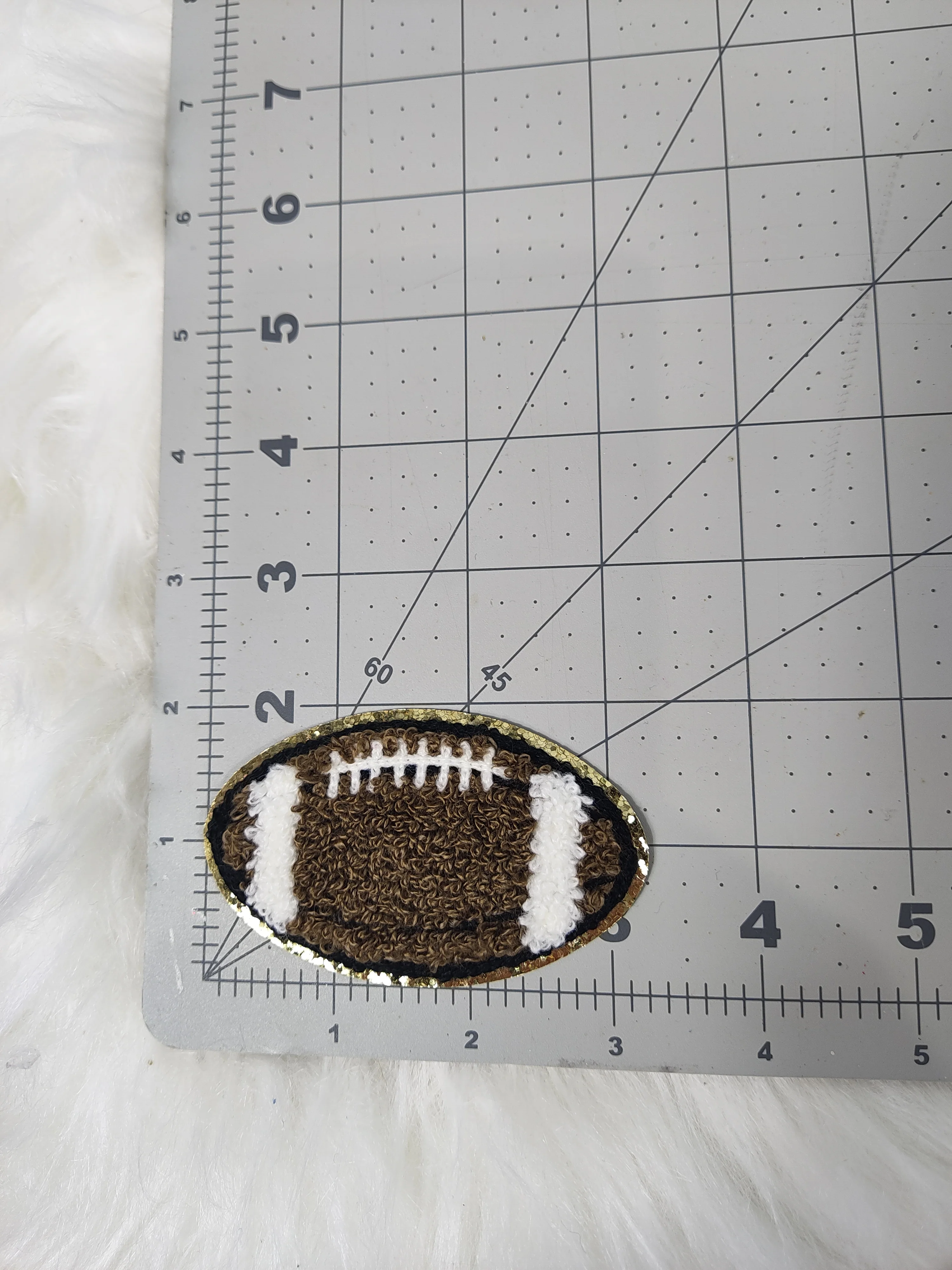 Football Chenille Gold Glitter Iron On Patch - Image 10