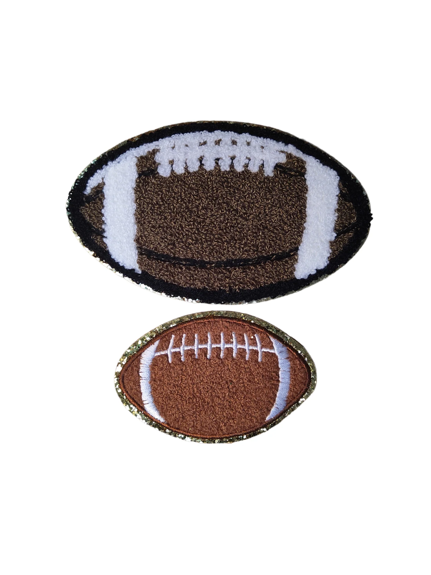 Football Chenille Gold Glitter Iron On Patch - Image 3