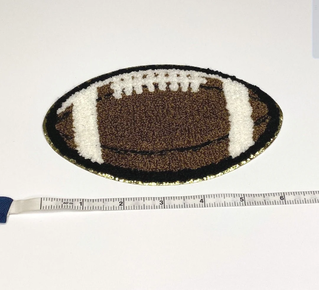 Football Chenille Gold Glitter Iron On Patch - Image 4