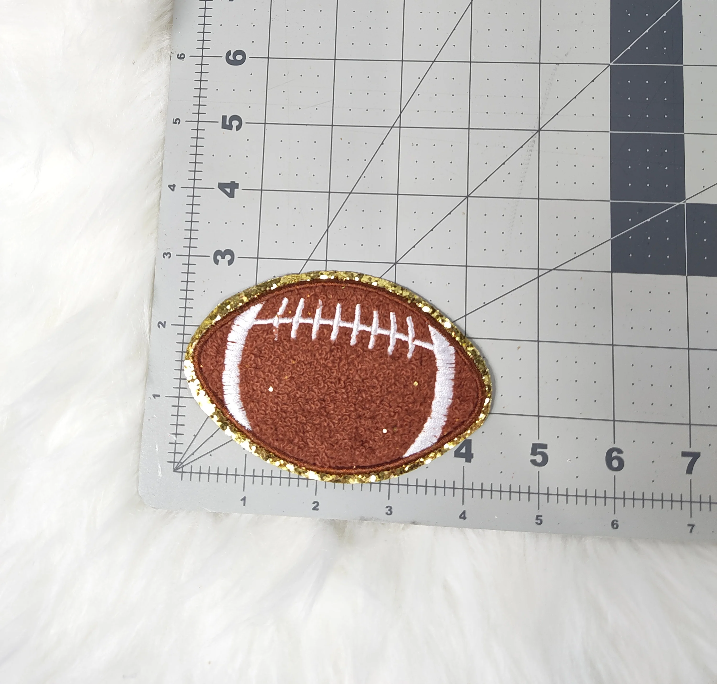 Football Chenille Gold Glitter Iron On Patch - Image 8