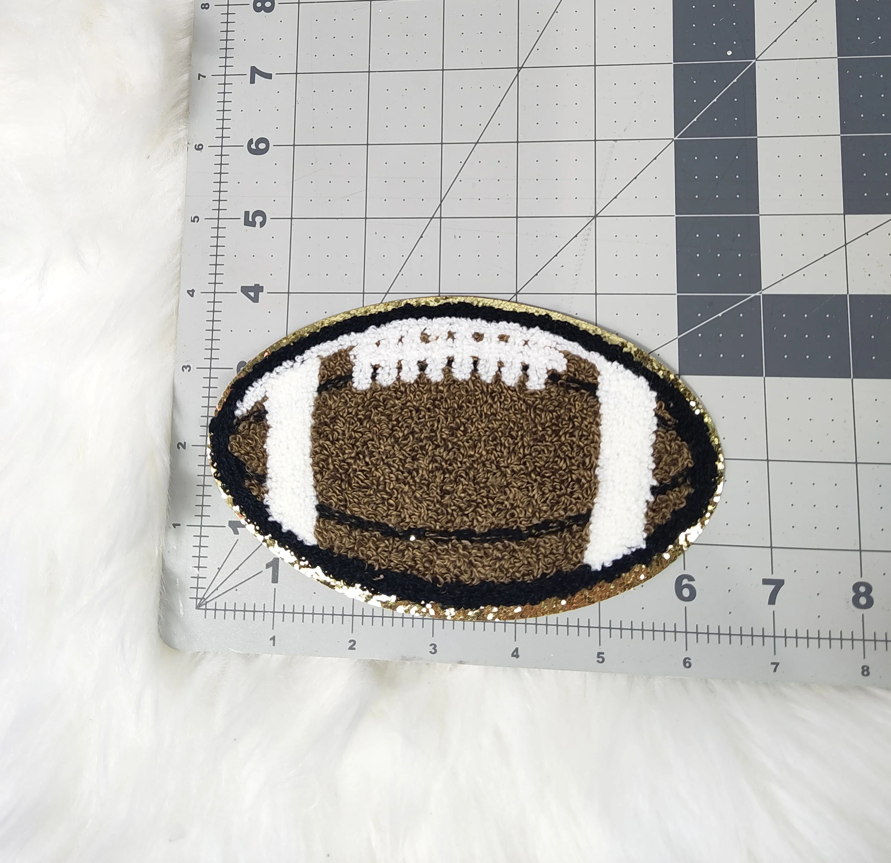 Football Chenille Gold Glitter Iron On Patch - Image 9