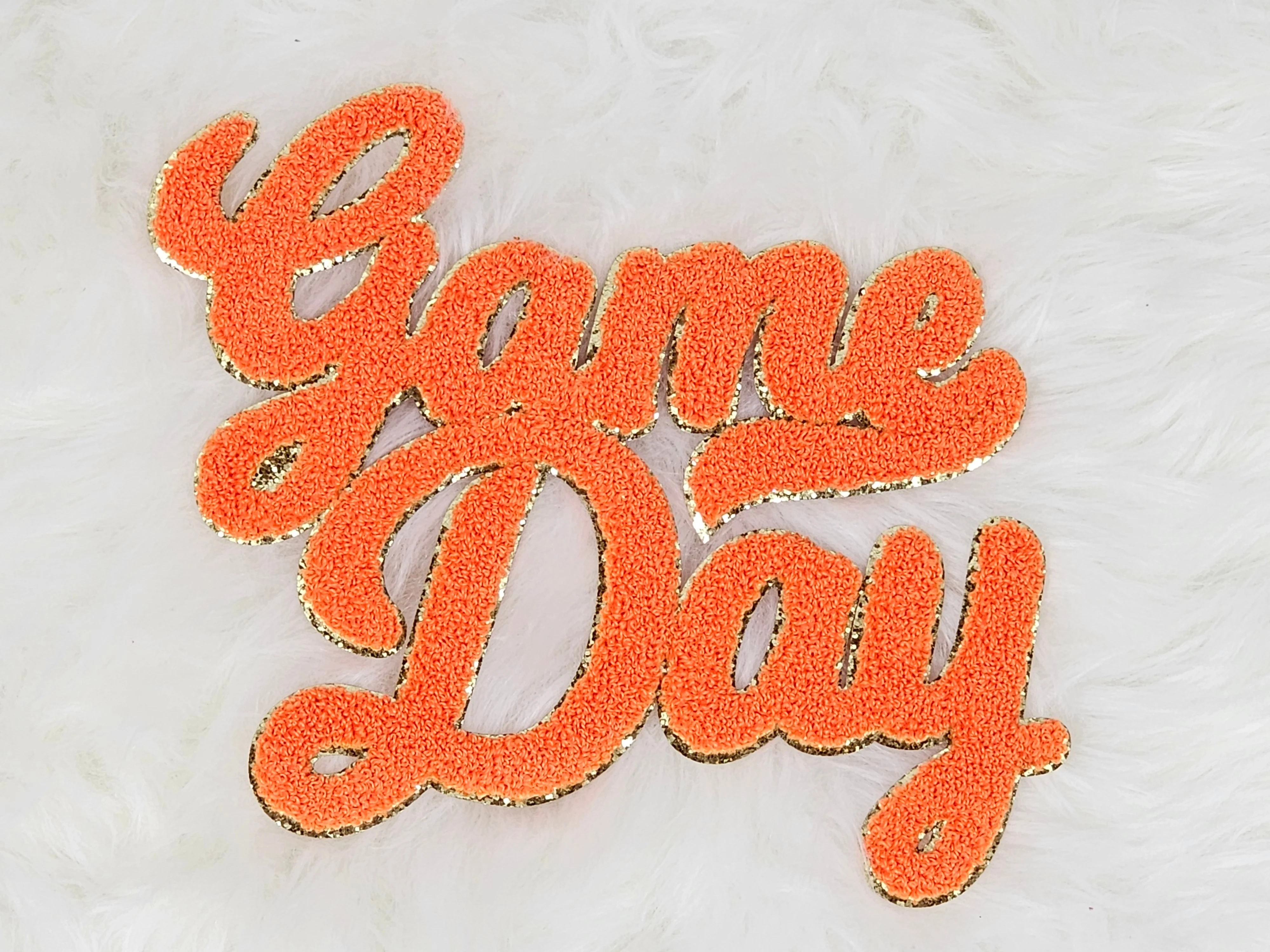 Large Game Day Chenille Gold Glitter Iron-on Patch - Image 10