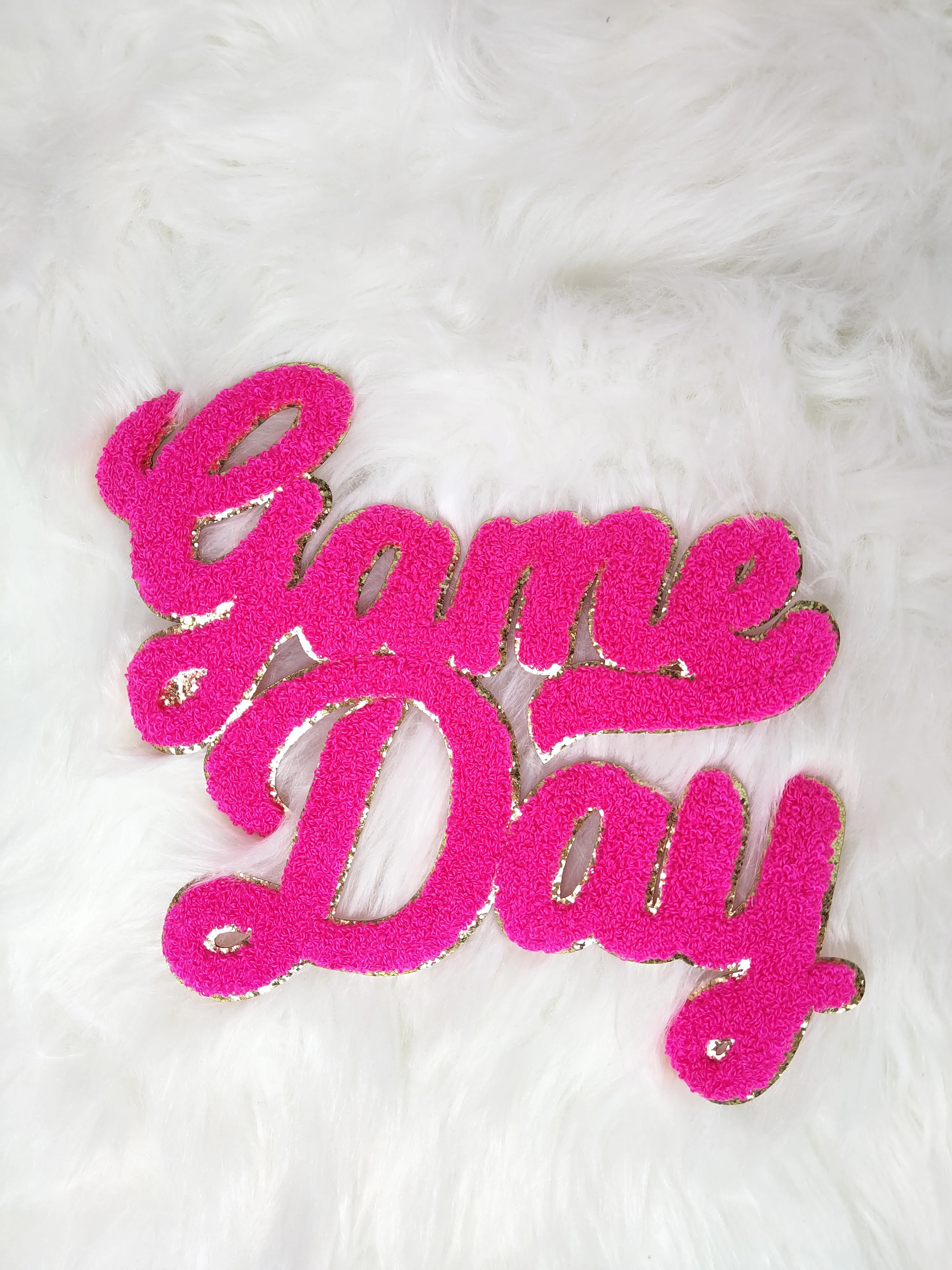 Large Game Day Chenille Gold Glitter Iron-on Patch - Image 3
