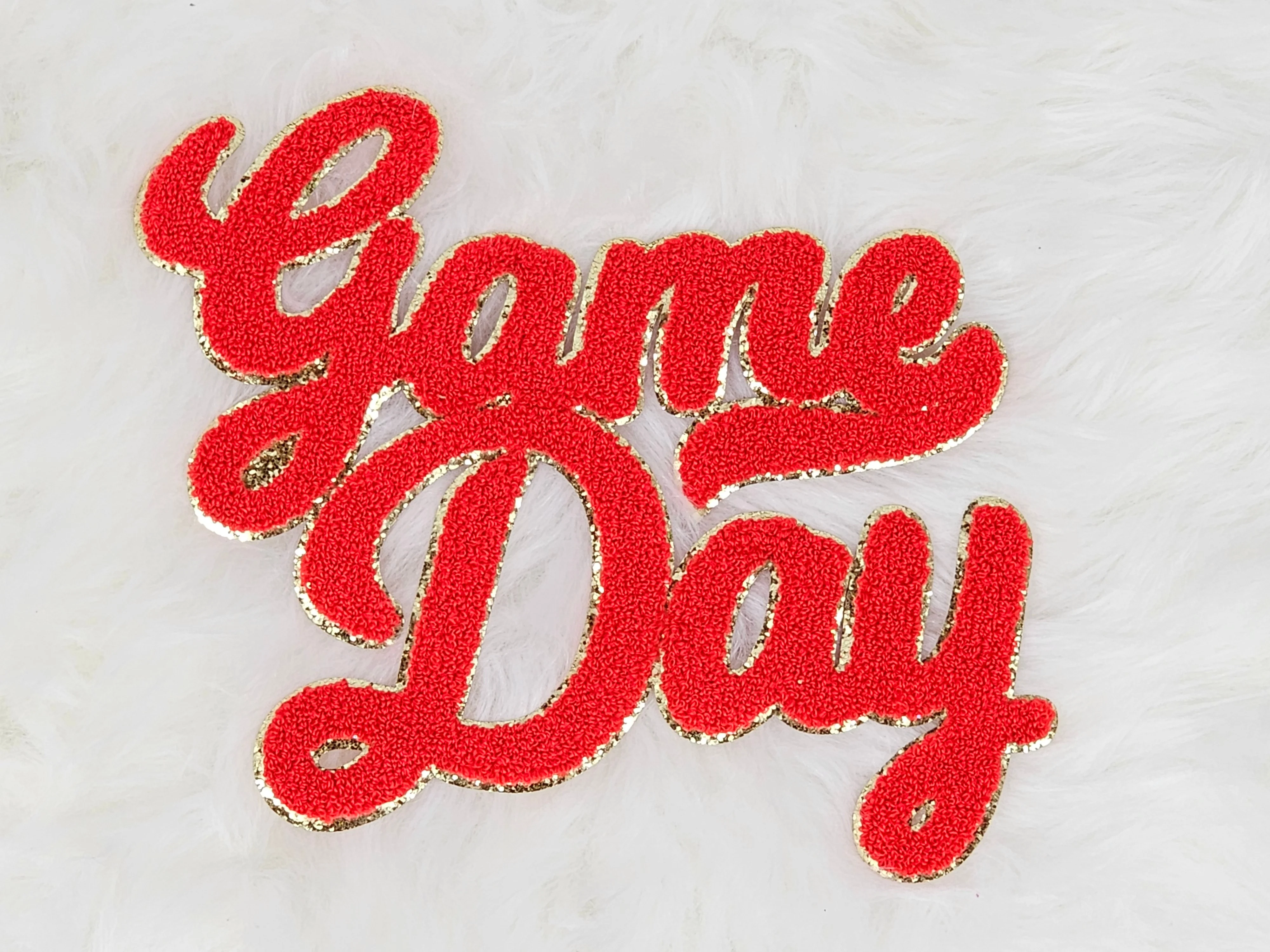 Large Game Day Chenille Gold Glitter Iron-on Patch - Image 9
