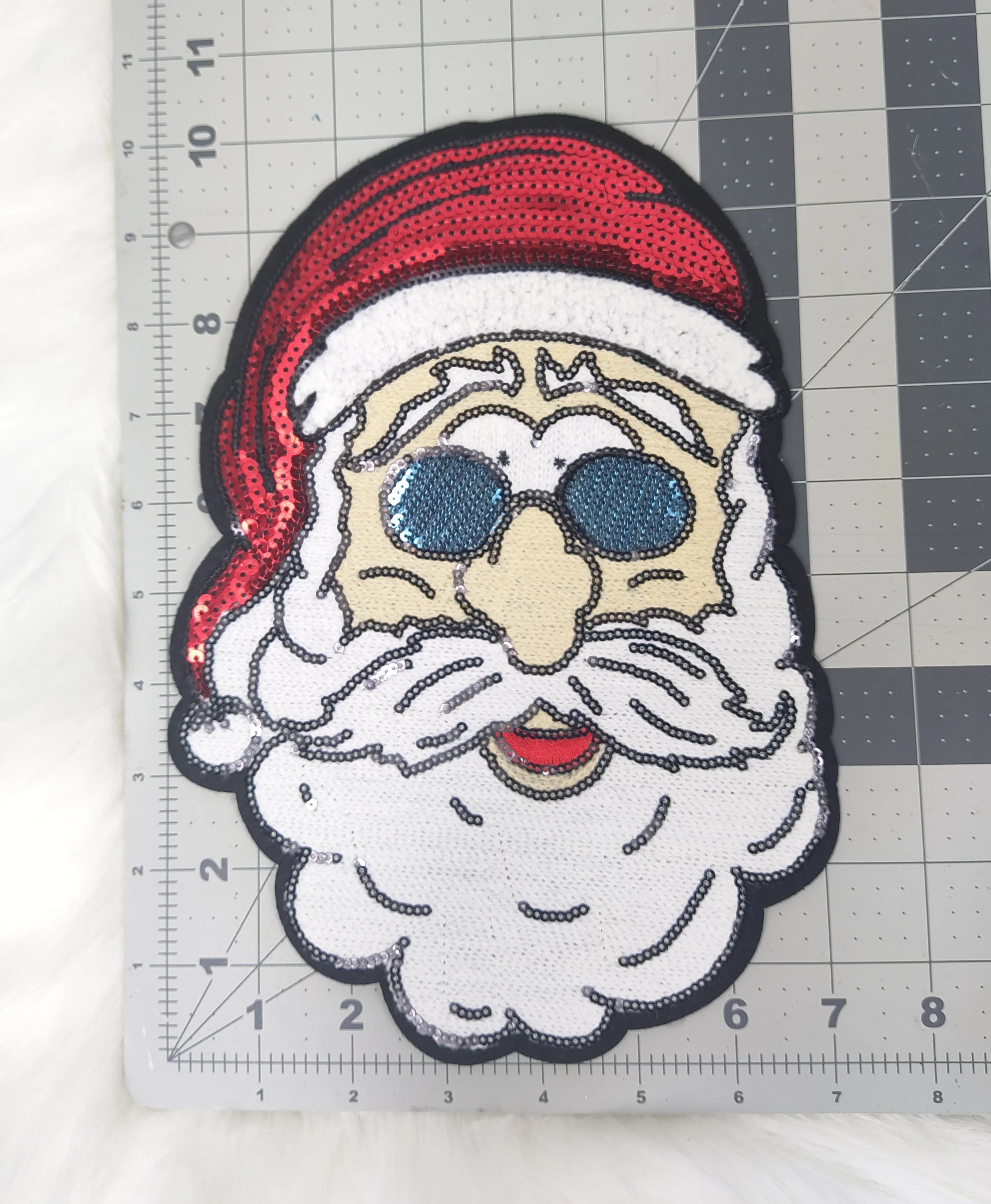 Large Sequin Santa Iron On Patch - Image 3