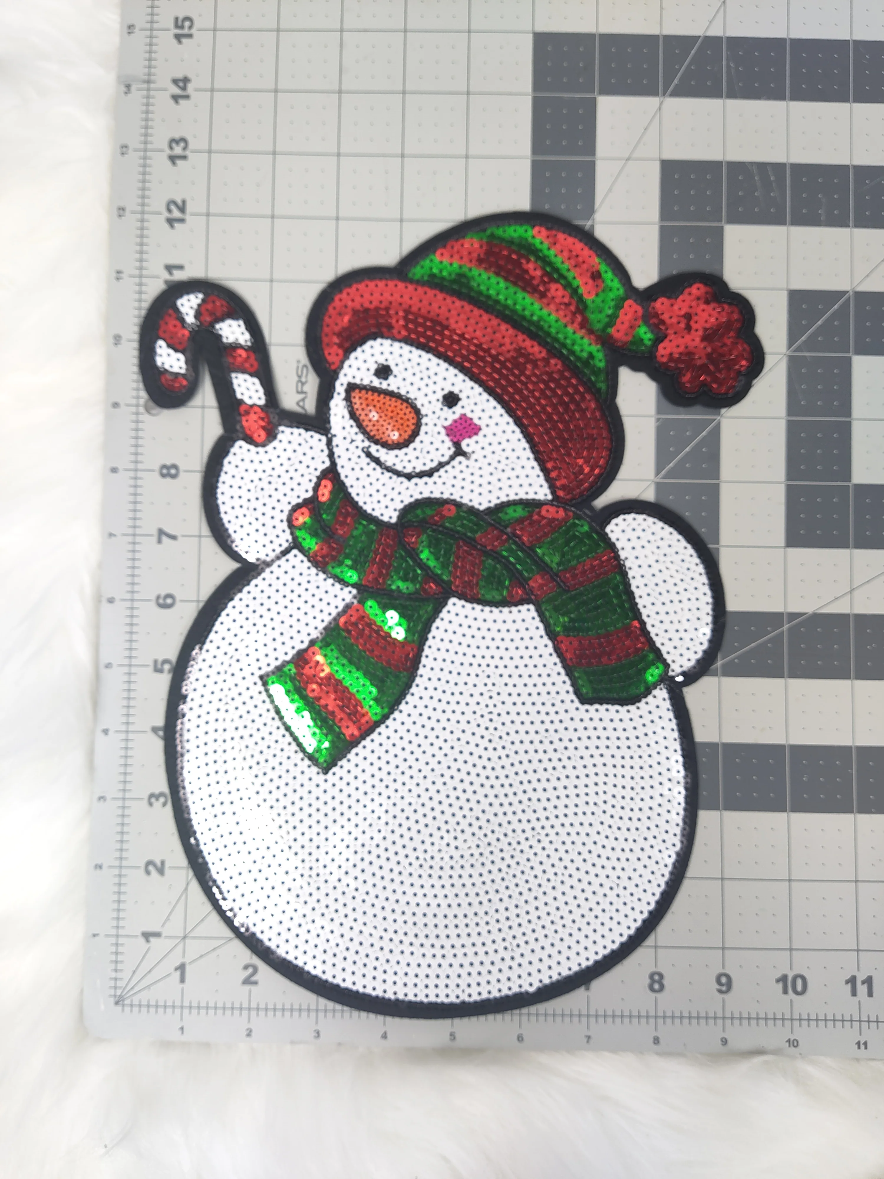 Large Sequin Snowman Iron On Patch - Image 3