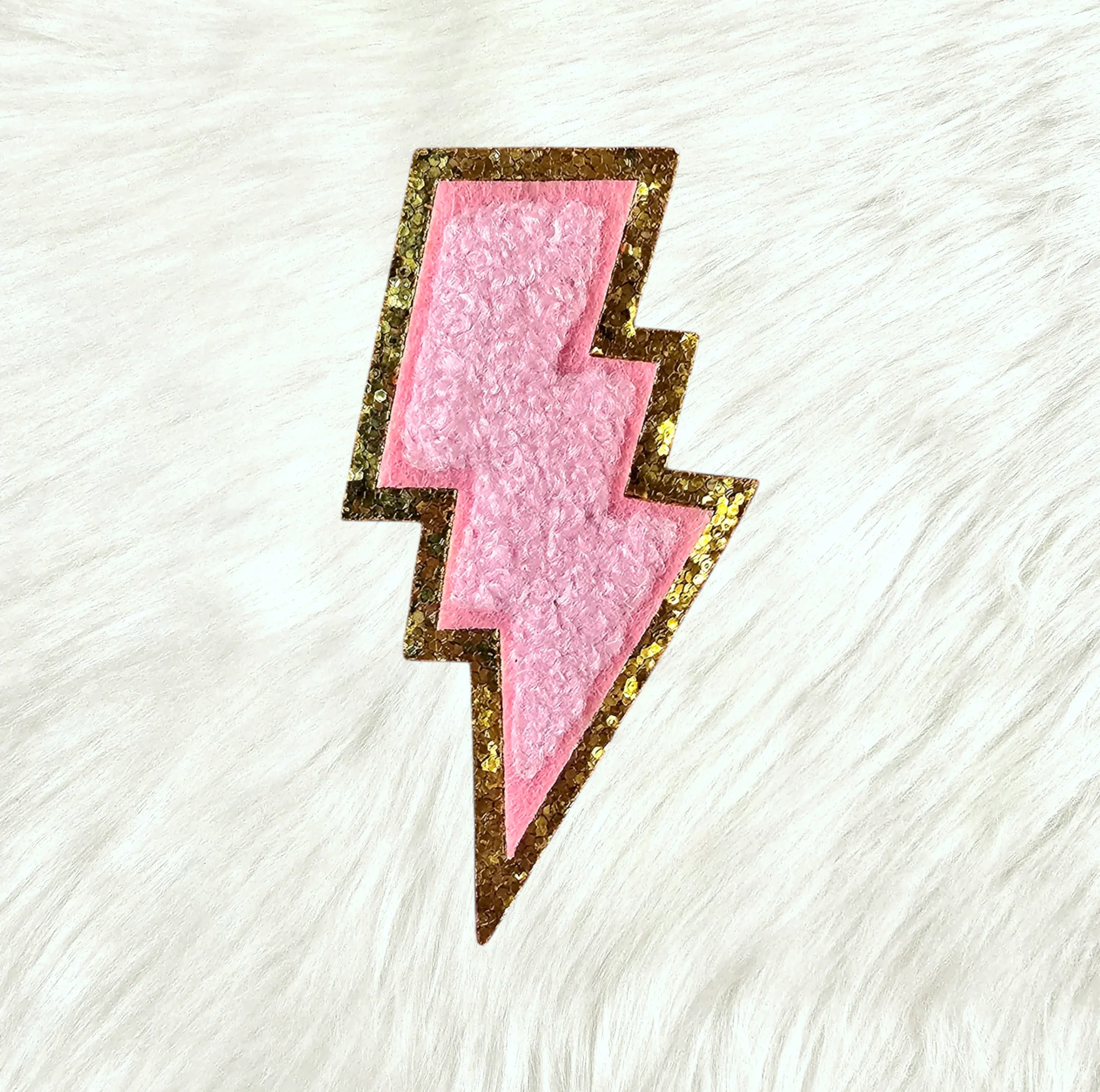 Lightning Bolt Iron On Gold Glitter Patches - Image 3