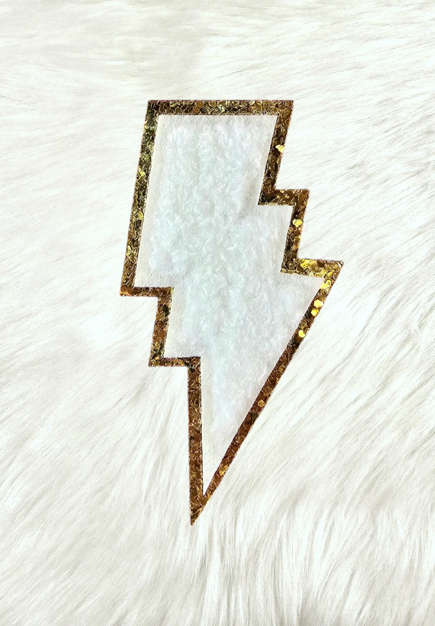 Lightning Bolt Iron On Gold Glitter Patches - Image 4