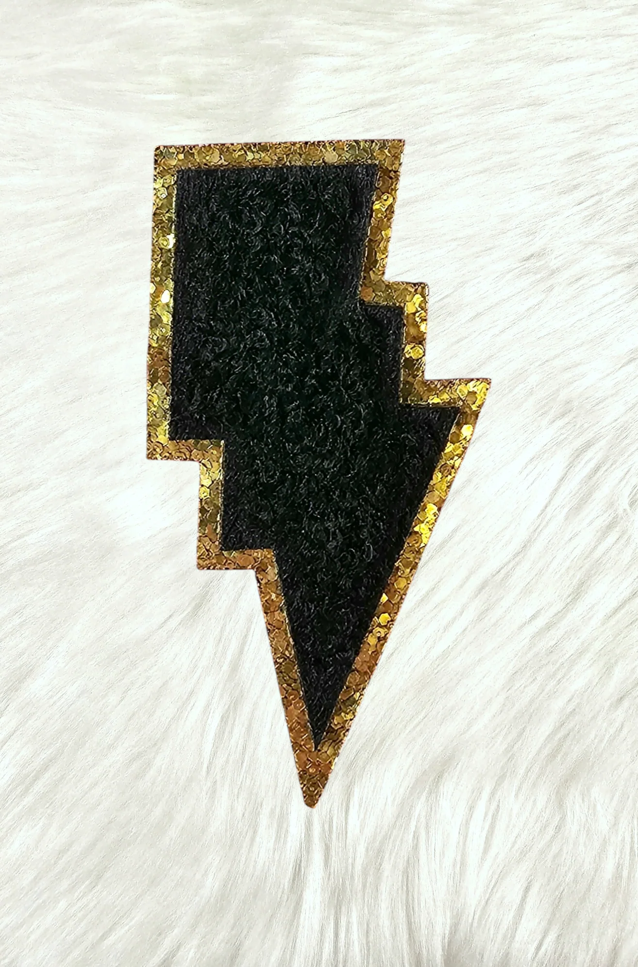 Lightning Bolt Iron On Gold Glitter Patches - Image 5
