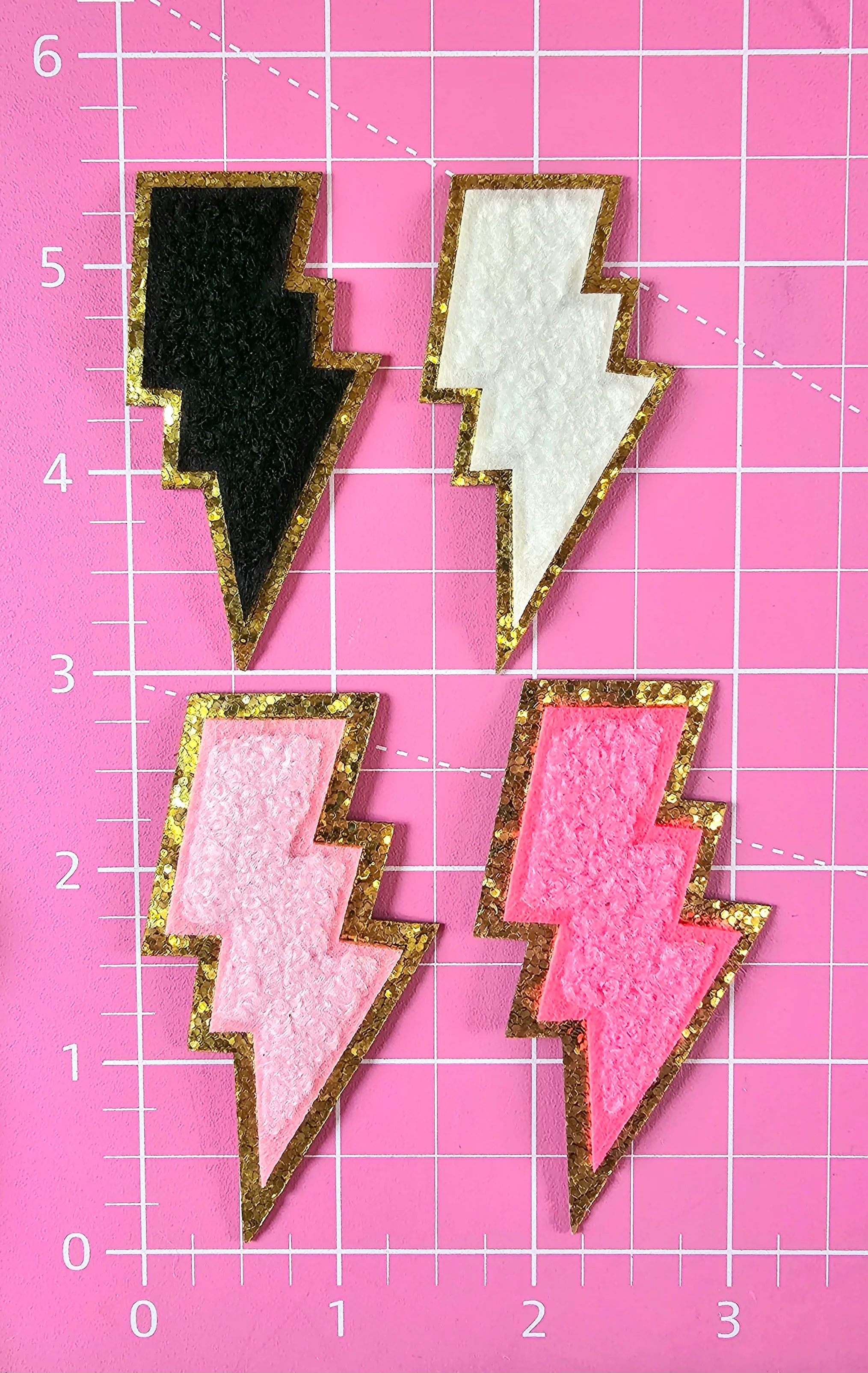 Lightning Bolt Iron On Gold Glitter Patches - Image 6
