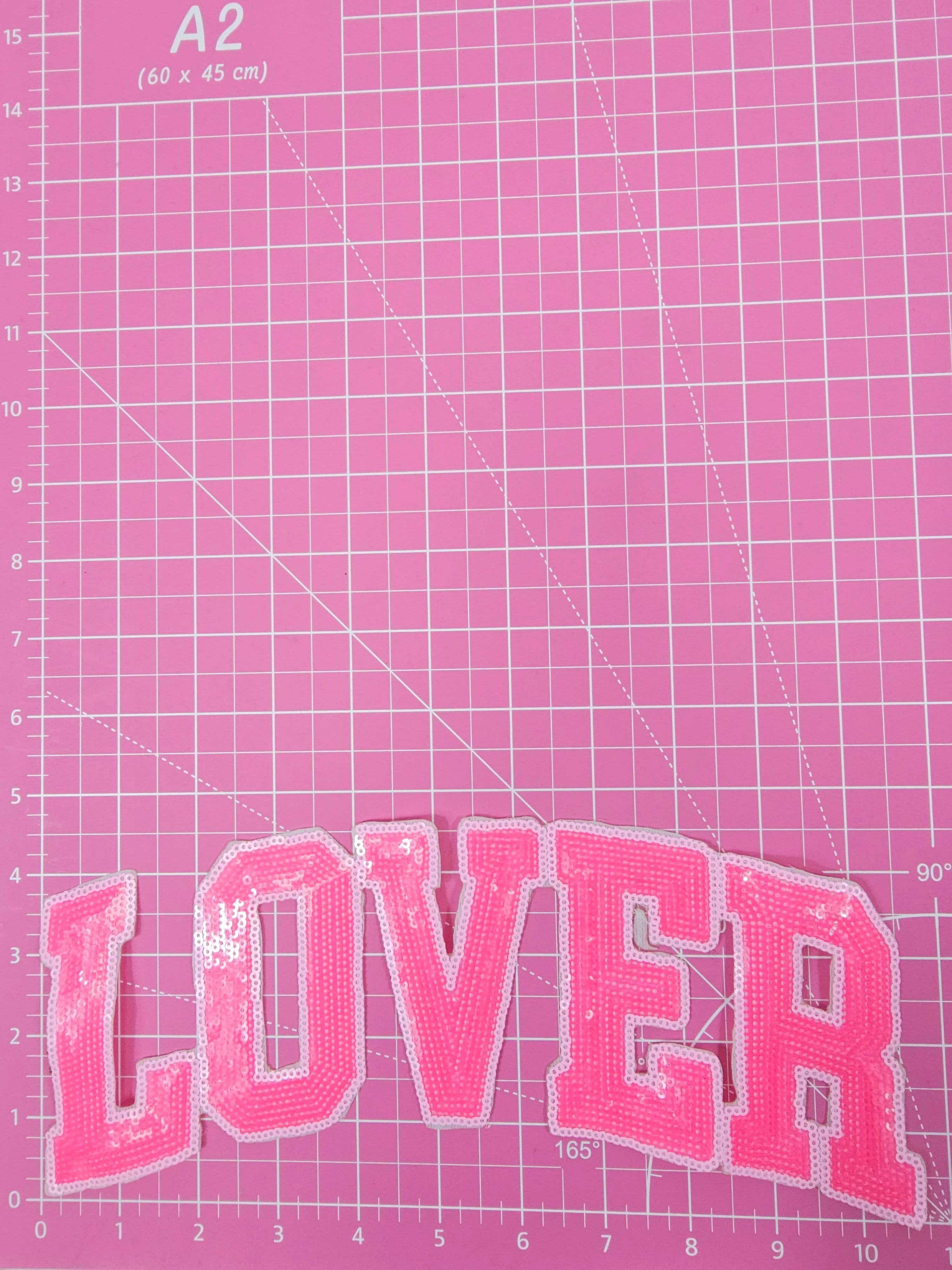 LOVER Pink or Red Sequin Iron On Patch - Image 5