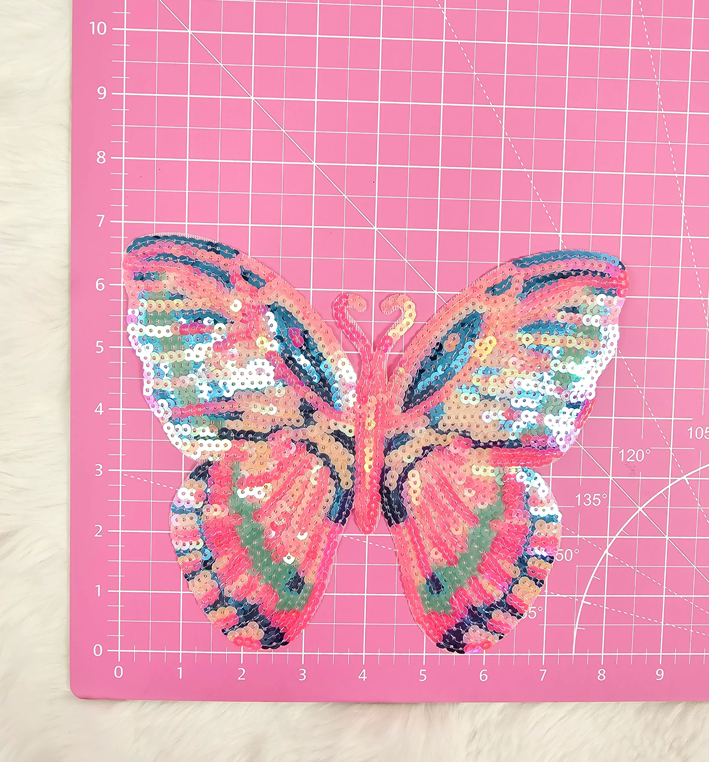 Pink Butterfly Sequin Iron On Patch - Image 4