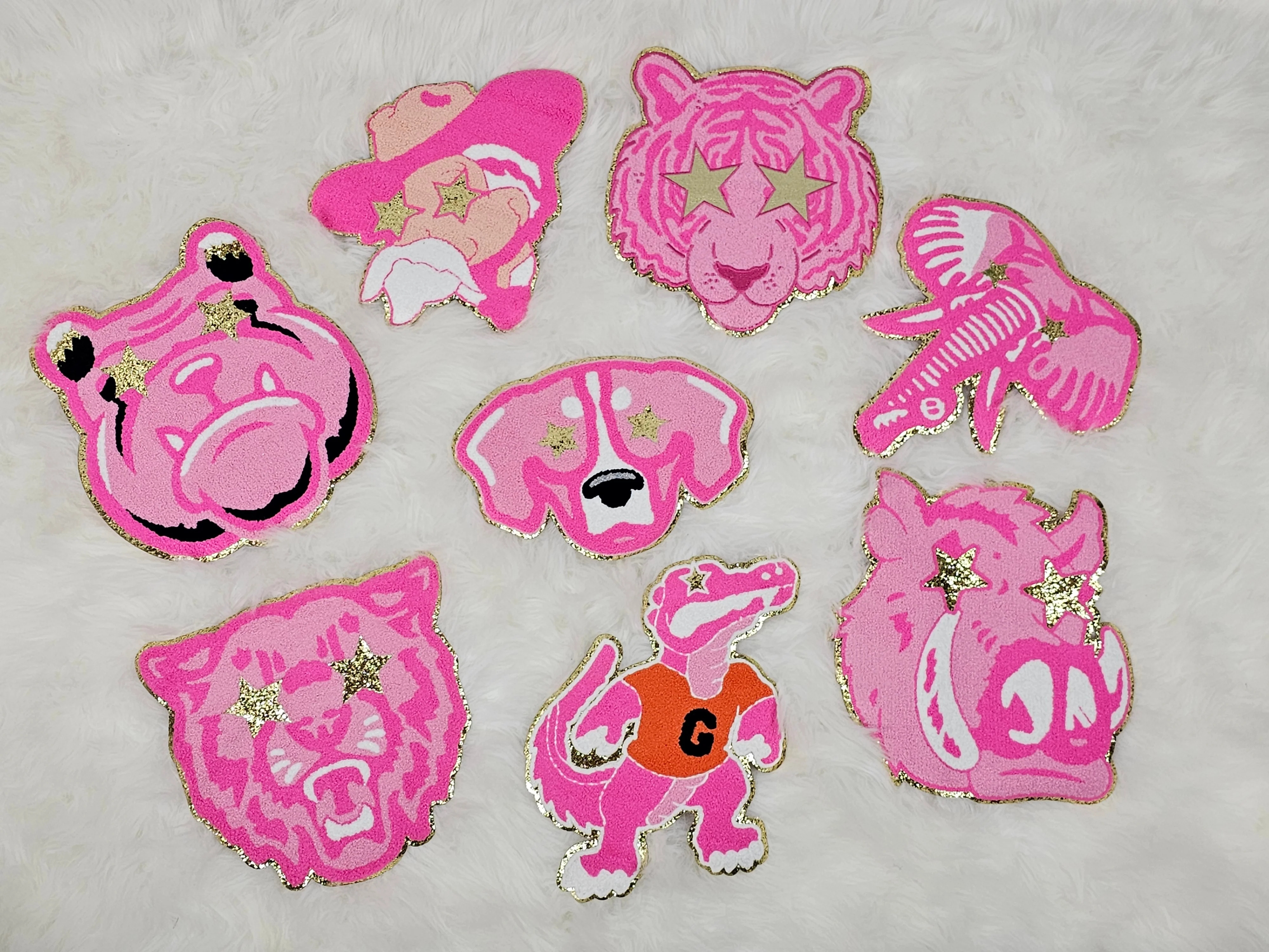 Hot Pink Wildcat Cougar Bobcat Mascot with Star Eyes Large Chenille Iron-on Patch - Image 5