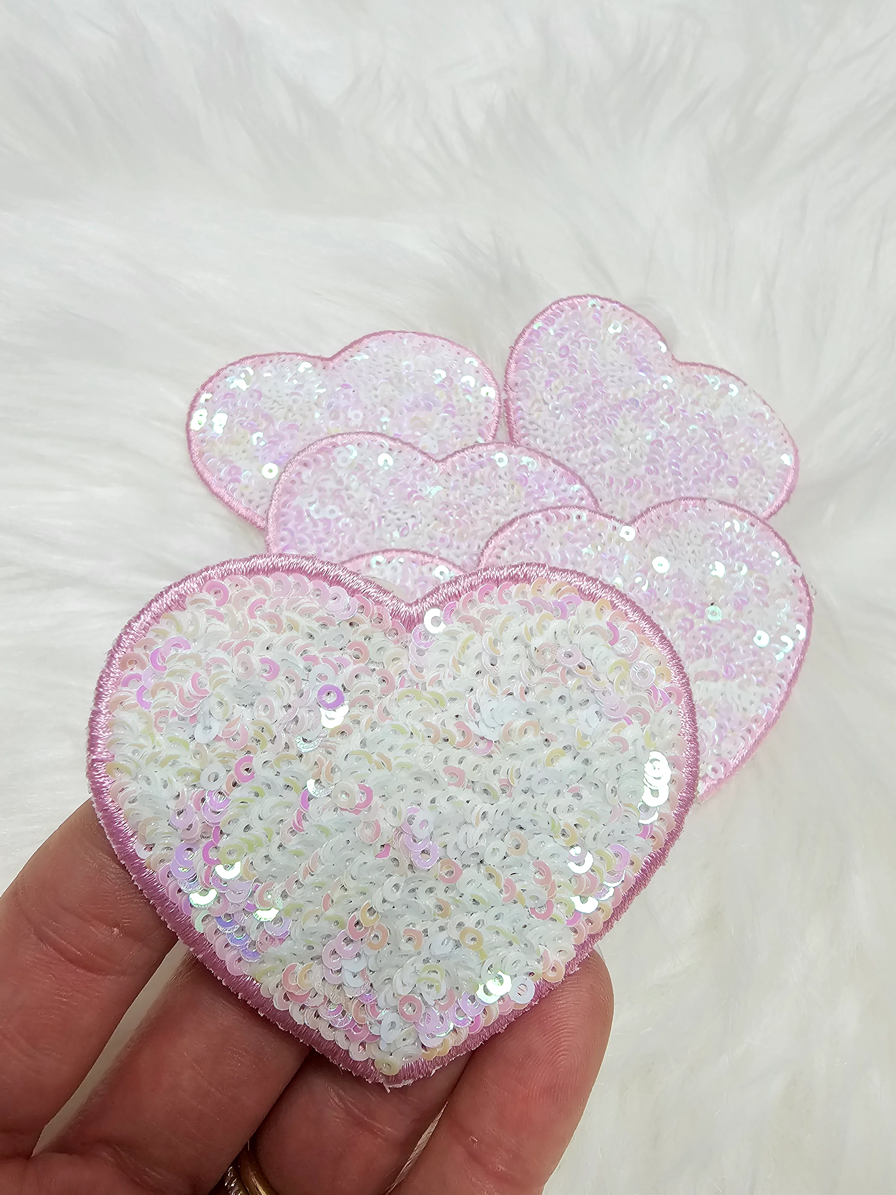 Sequin Heart Embroidery Iron On Patch - Image 3