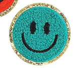 Smile Face Chenille Iron On Gold Glitter Patches - Image 4
