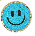 Smile Face Chenille Iron On Gold Glitter Patches - Image 5