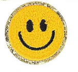 Smile Face Chenille Iron On Gold Glitter Patches - Image 7